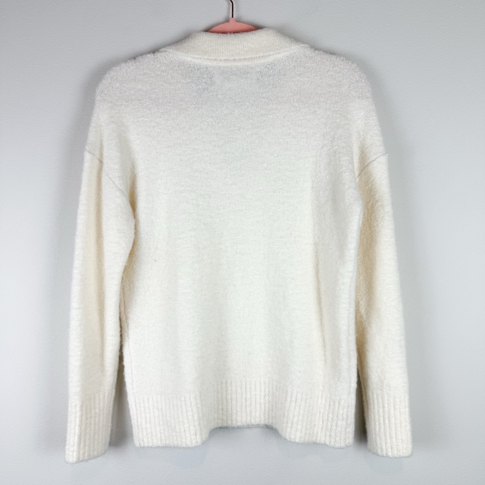 NWT LOFT Boucle Polo Sweater Ivory‎ Cream Soft Knit Size XS - Picture 7 of 9
